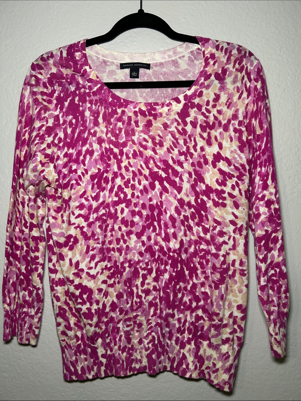 Banana Republic  pink and Cream Animal-Print Long Sleeve Top